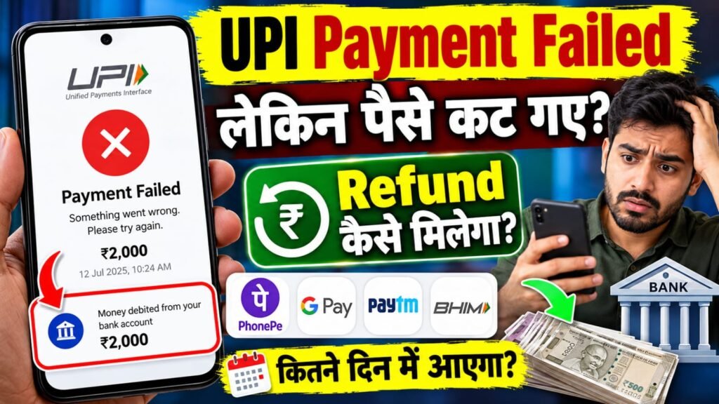 UPI Payment Failed लेकिन पैसे कट गए? जानिए Refund कैसे मिलेगा और कितने दिन लगेंगे